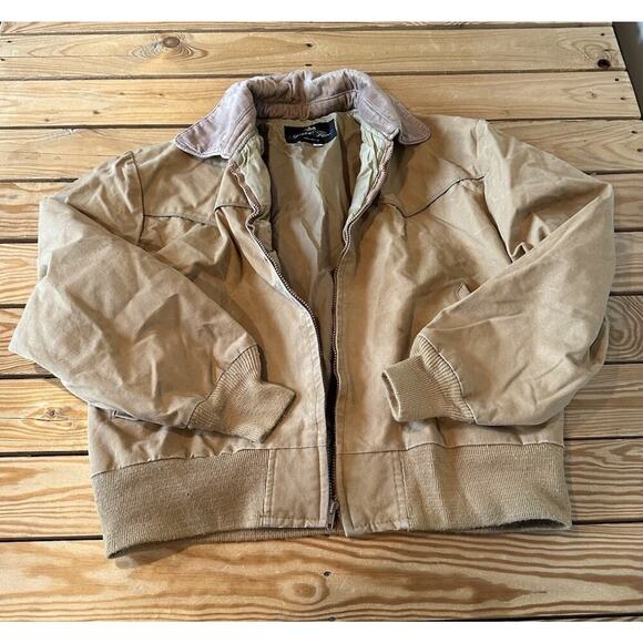 Vintage Golden Fleece Bomber Jacket Size Large Men’s Tan Full Zip - Picture 1 of 12